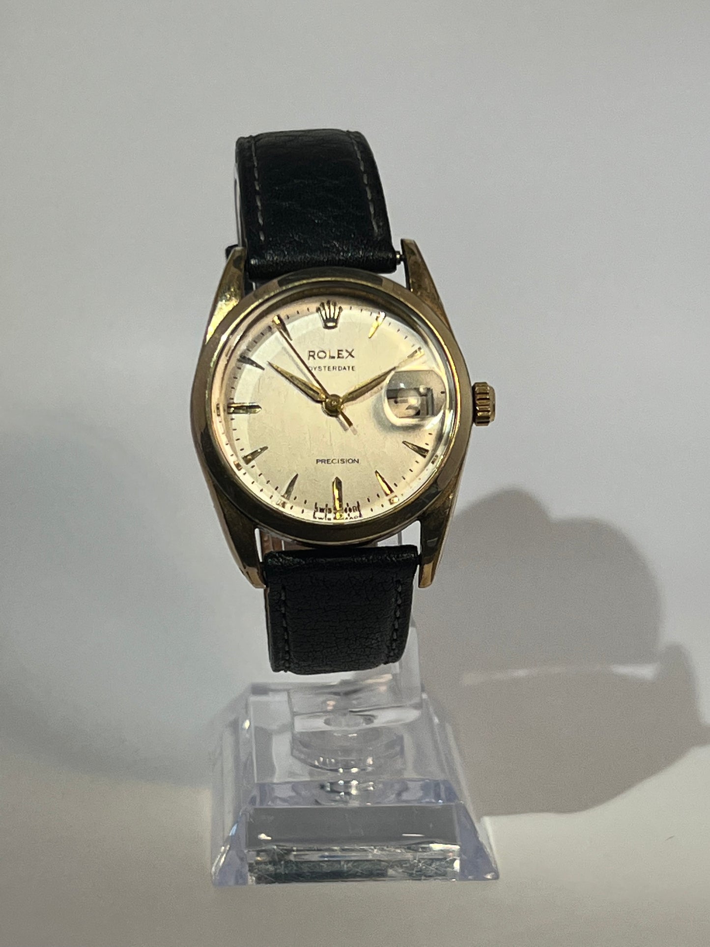 Rolex Oysterdate Precision 34mm Watch Oyster Date Ref 6694 Gold-Plated Steel Case